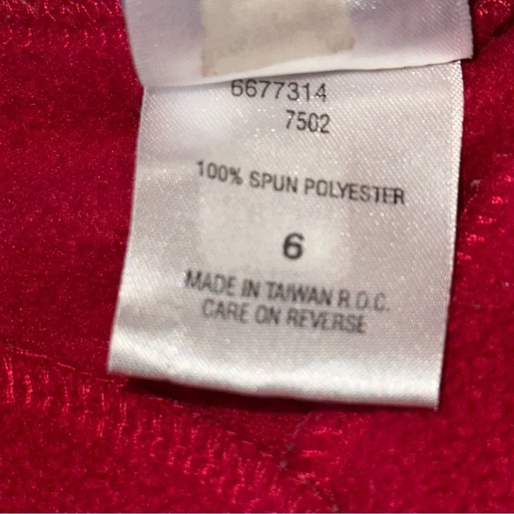 Oshkosh B’Gosh Vintage Girls Size 6 Red Fleece Rose Embroidered Button Up Jacket